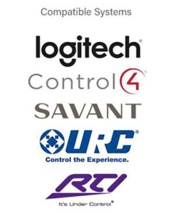 Logitech , savant , control 4 logos