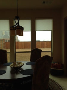 Hunter Douglas Designer Roller Shades on the window to give a light shading effect