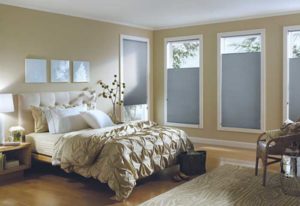 Bedroom with satin bedding